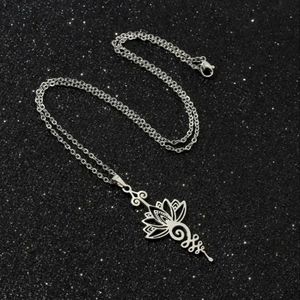 Stainless steel lotus necklace